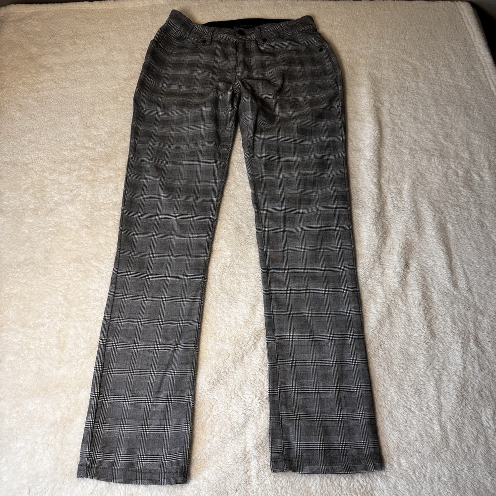Fried Denim Men's Plaid Pants 34x32 Gray Stretch Slim Straight 34x32